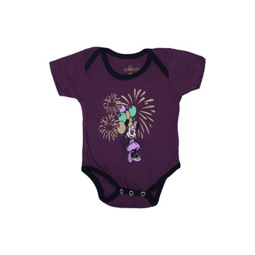 DARK PURPLE MINNIE PRINT HALF BODY HALF SLEEVES ROMPER